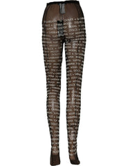 Dolce & Gabbana Black White All Over Print Sheer Stretch Tights Socks