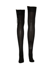 Dolce & Gabbana Black DG Logo Rhinestones Stretch Thigh High Socks