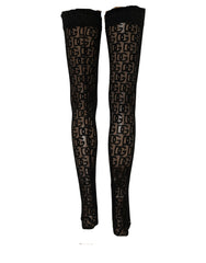 Dolce & Gabbana Black DG Logo Sheer Nylon Thigh High Socks