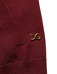 Dolce & Gabbana Maroon Wool Knitted CrewNeck Pullover Sweater
