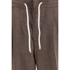 Brunello Cucinelli Brown Linen Casual Pants