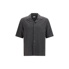 Brunello Cucinelli Gray Linen Shortsleeve Shirt