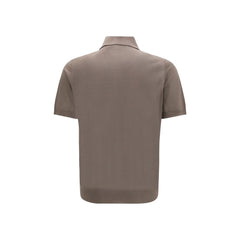 Brunello Cucinelli Brown Cotton Polo Shirt