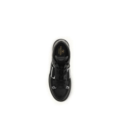 Valentino Garavani Black Calf Leather Bos Taurus Athletic Sneakers