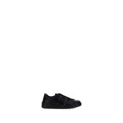 Valentino Garavani Black Calf Leather Bos Taurus Athletic Sneakers