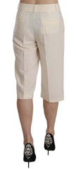 Silvian Heach Crème-Hose mit normaler Bundhöhe aus Baumwolle, gerader Schnitt, Cropped