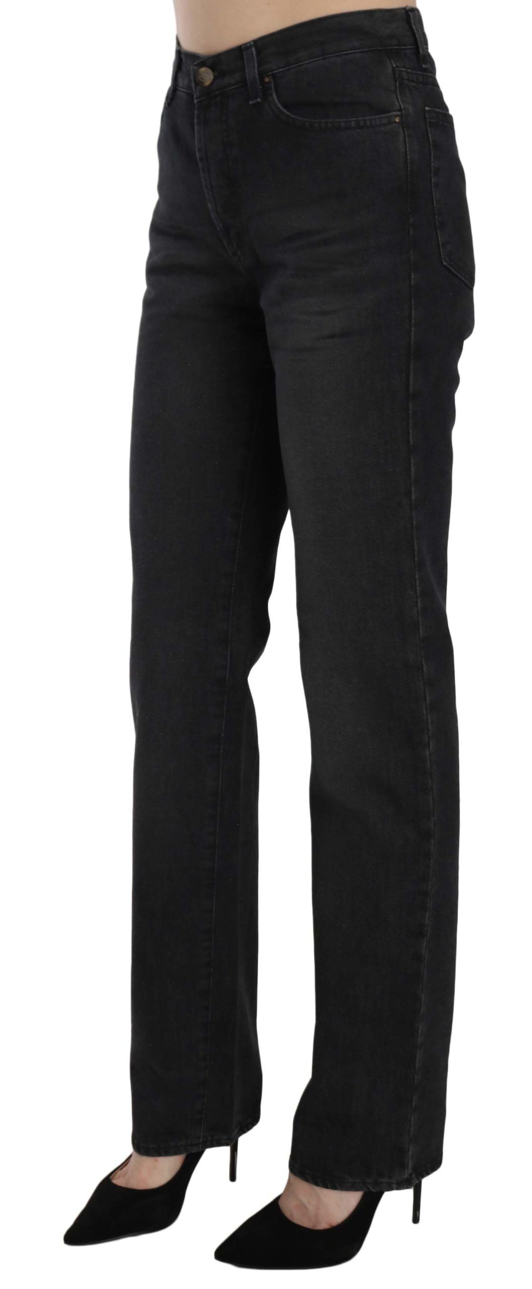 Just Cavalli Schwarze Washed High Waist Straight Jeans