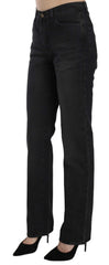 Just Cavalli Schwarze Washed High Waist Straight Jeans