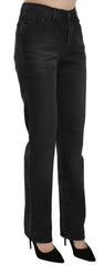 Just Cavalli Schwarze Washed High Waist Straight Jeans
