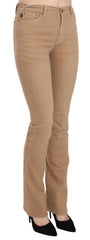 Just Cavalli Brown Cotton Stretch Mid Waist Skinny Trousers Pants