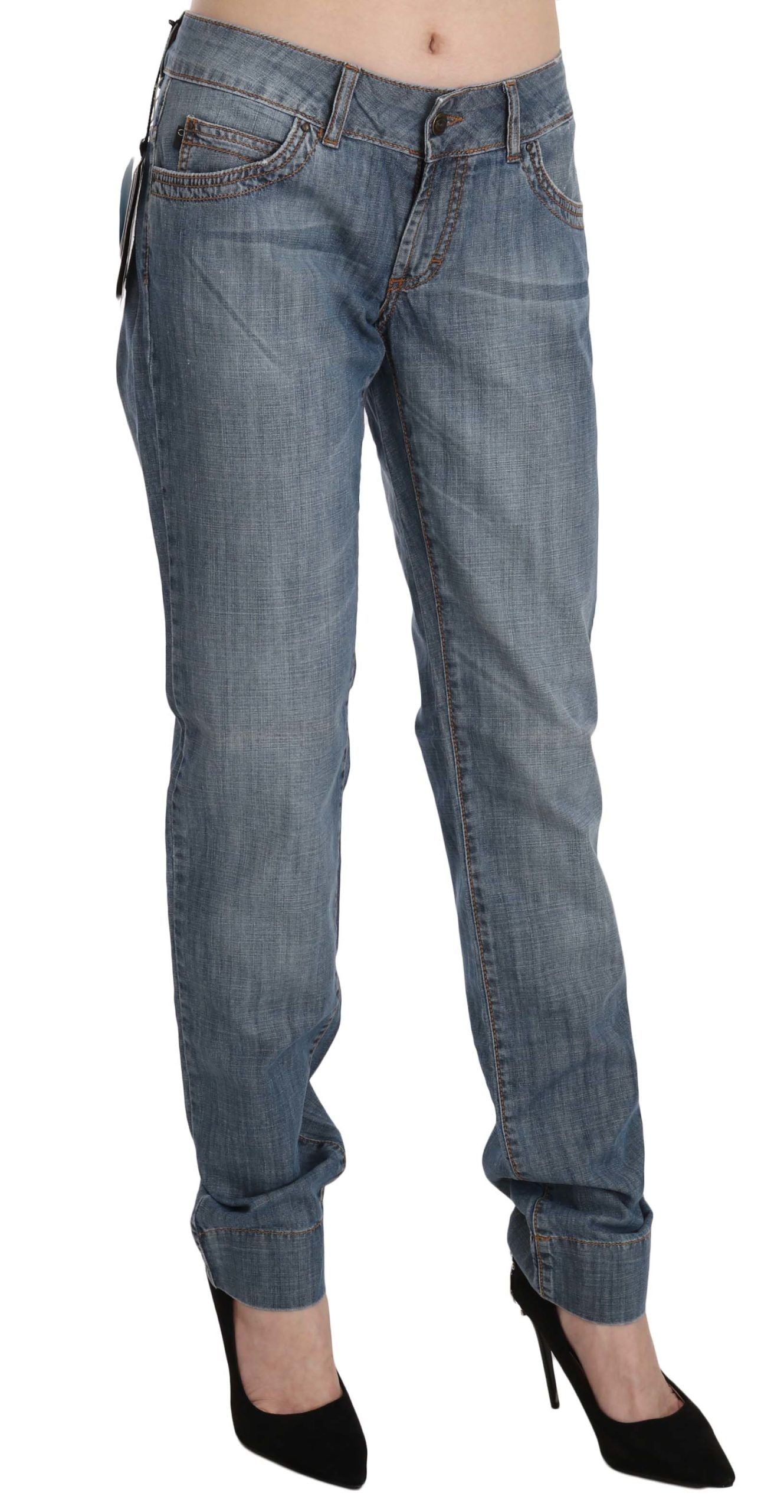 Just Cavalli Blaue Jeans aus Baumwolle mit niedriger Taille und schmalem Schnitt