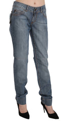 Just Cavalli Blaue Jeans aus Baumwolle mit niedriger Taille und schmalem Schnitt