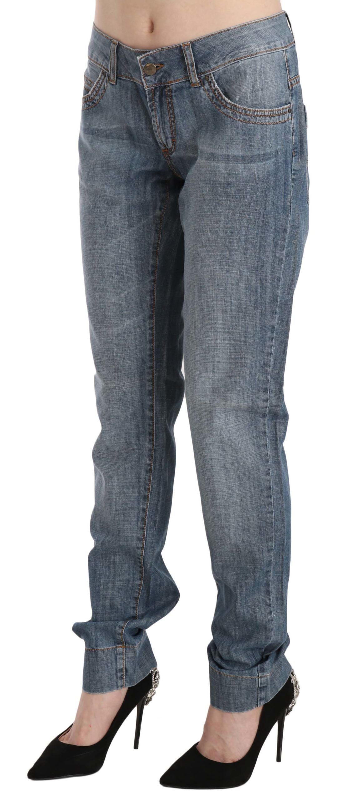 Just Cavalli Blaue Jeans aus Baumwolle mit niedriger Taille und schmalem Schnitt