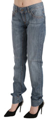 Just Cavalli Blaue Jeans aus Baumwolle mit niedriger Taille und schmalem Schnitt