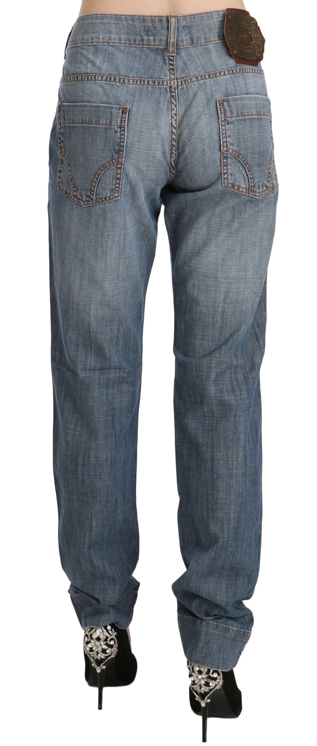Just Cavalli Blaue Jeans aus Baumwolle mit niedriger Taille und schmalem Schnitt