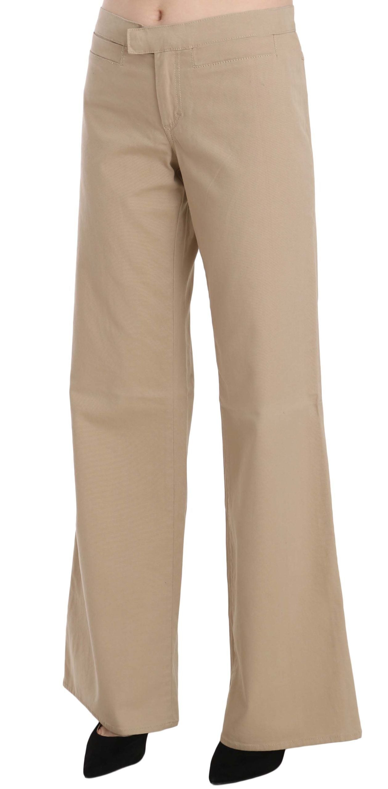 Just Cavalli Beige Baumwoll-Schlaghose mit mittlerer Bundhöhe