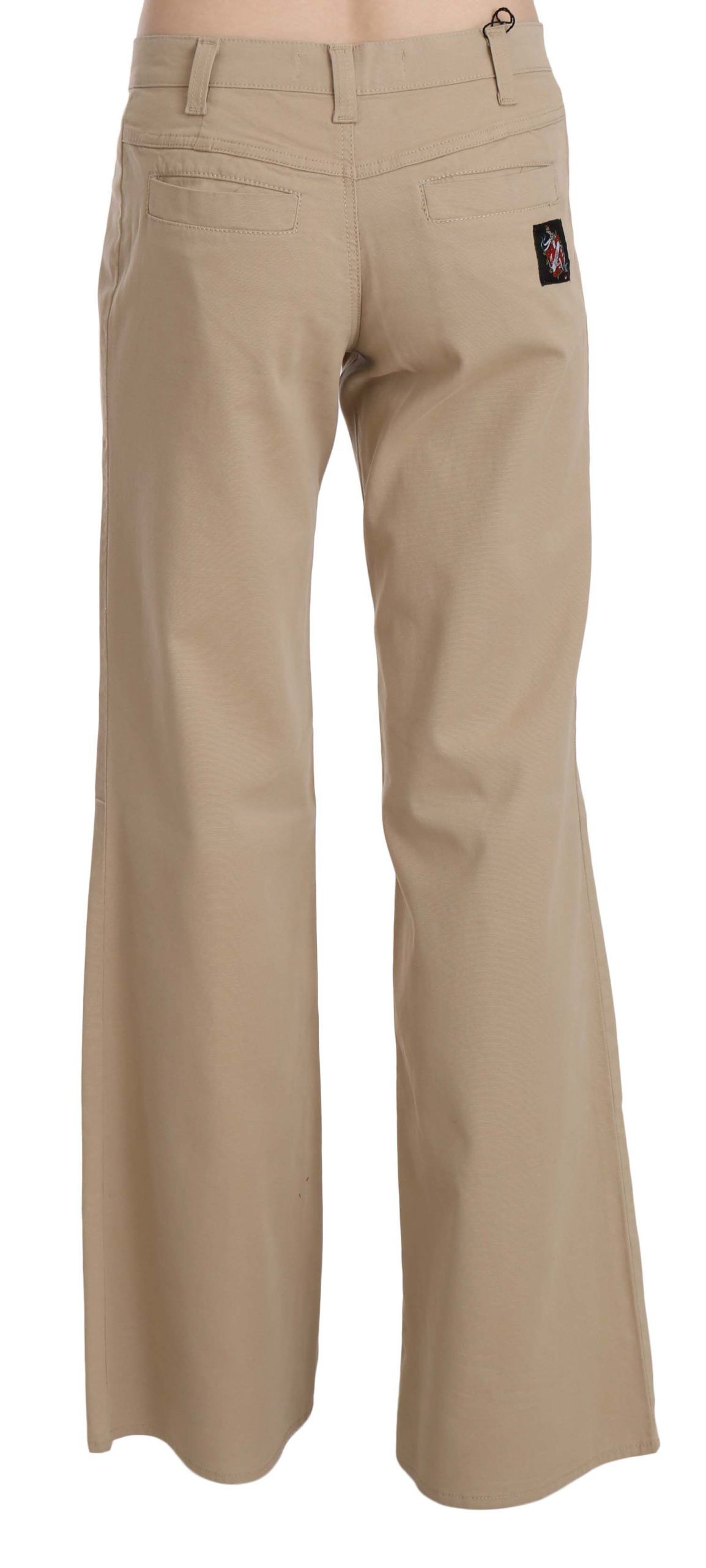 Just Cavalli Beige Baumwoll-Schlaghose mit mittlerer Bundhöhe