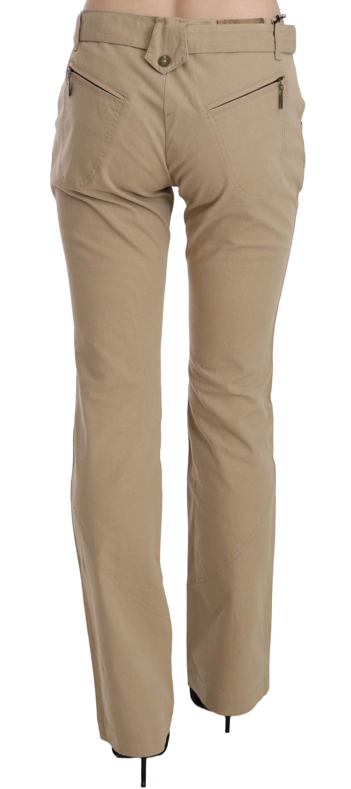 Just Cavalli Beige Baumwolle Mittelhohe Taille Gerade Hose