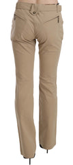 Just Cavalli Beige Baumwolle Mittelhohe Taille Gerade Hose