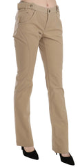 Just Cavalli Beige Baumwolle Mittelhohe Taille Gerade Hose