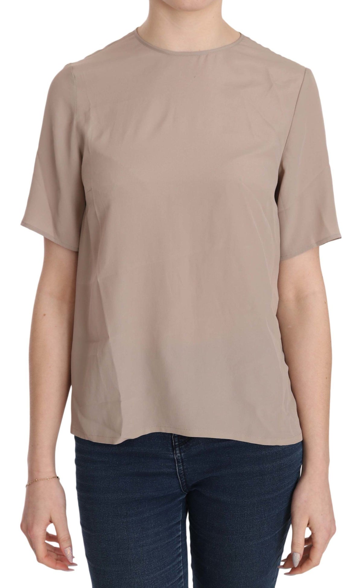 Dolce & Gabbana Beige Rundhals-Kurzarmbluse