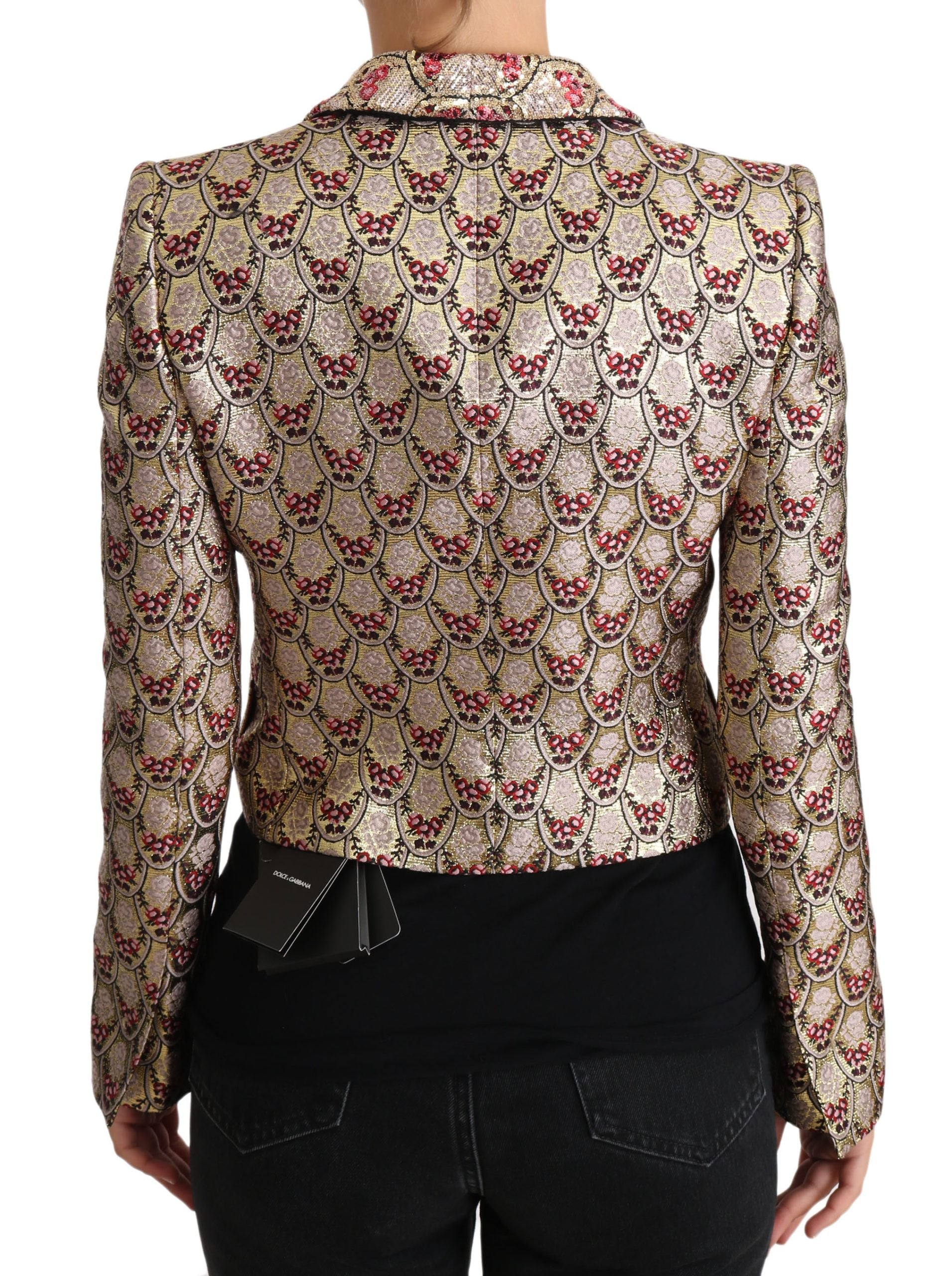 Dolce & Gabbana Gouden Gebloemde Blazerjas met Pailletten