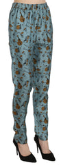 Dolce & Gabbana Taps toelopende broek met print van blauwe muziekinstrumenten