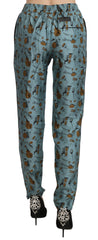 Dolce & Gabbana Taps toelopende broek met print van blauwe muziekinstrumenten