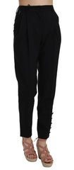 Dolce & Gabbana Zwarte geplooide taps toelopende broek met knoopsluiting