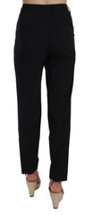 Dolce & Gabbana Zwarte geplooide taps toelopende broek met knoopsluiting