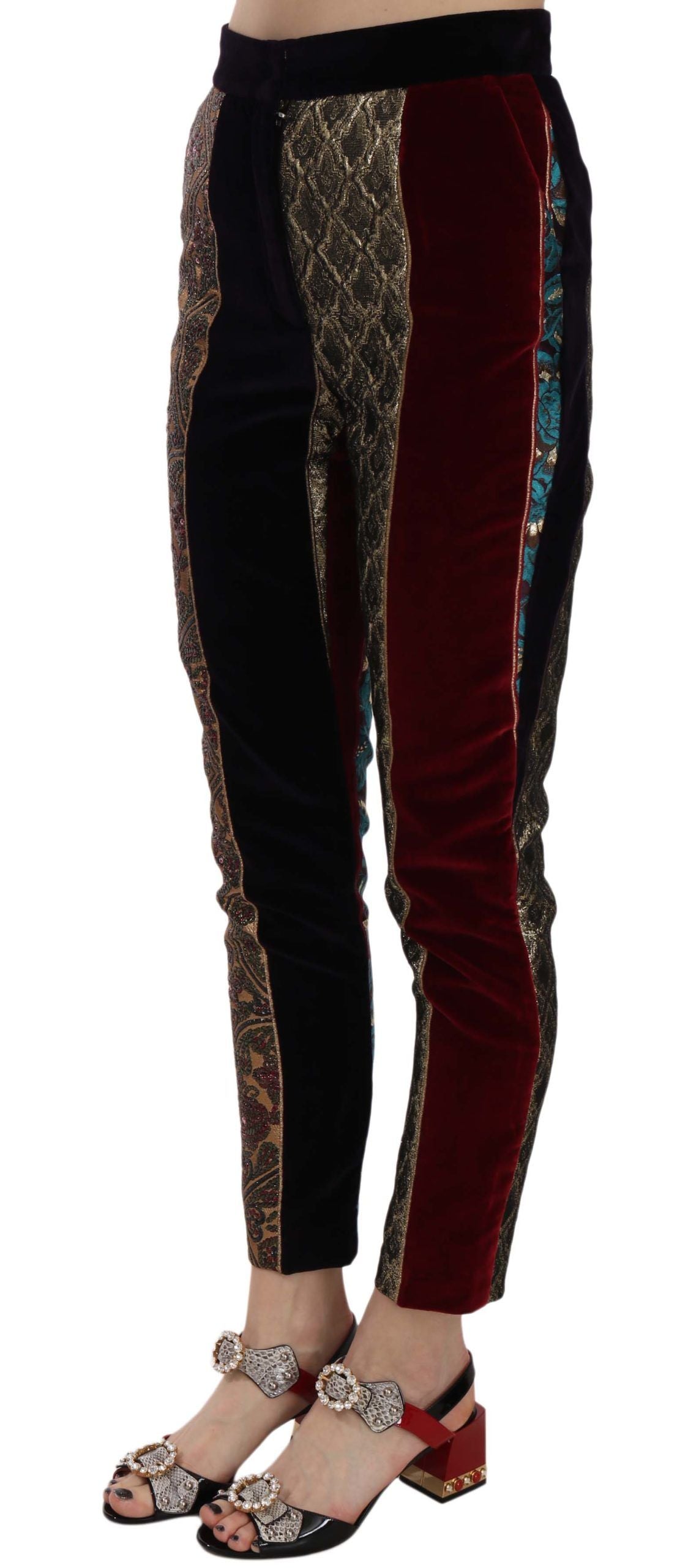 Dolce & Gabbana Multikleurige Jacquard Cropped Taps Toelopende Broek