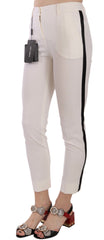 Dolce & Gabbana Weiße Skinny Cropped Hose mit Seitenstreifen