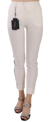 Dolce & Gabbana Weiße Skinny Cropped Hose mit Seitenstreifen