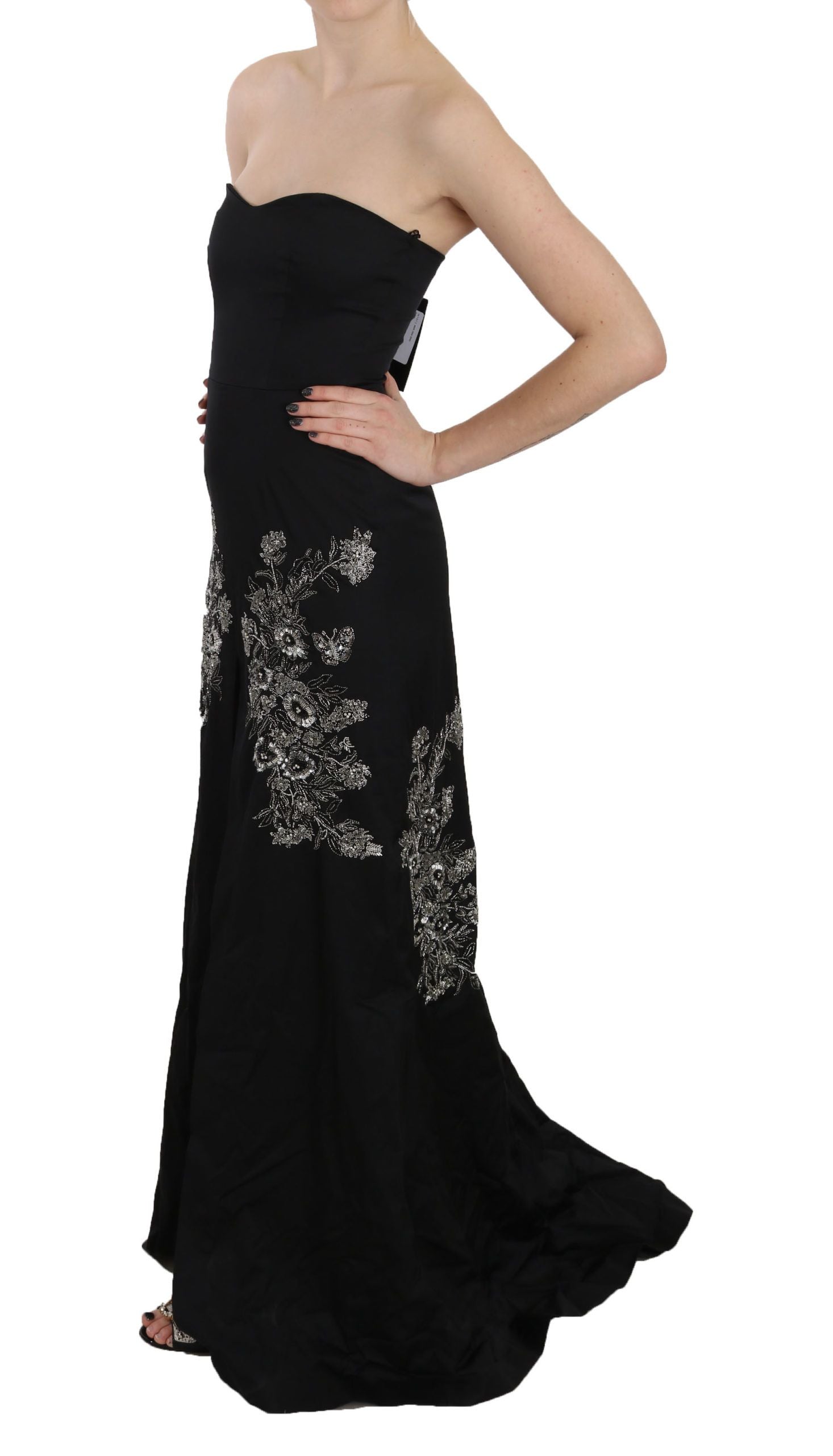 John Richmond Schwarz Pailletten Schlag-Ballkleid