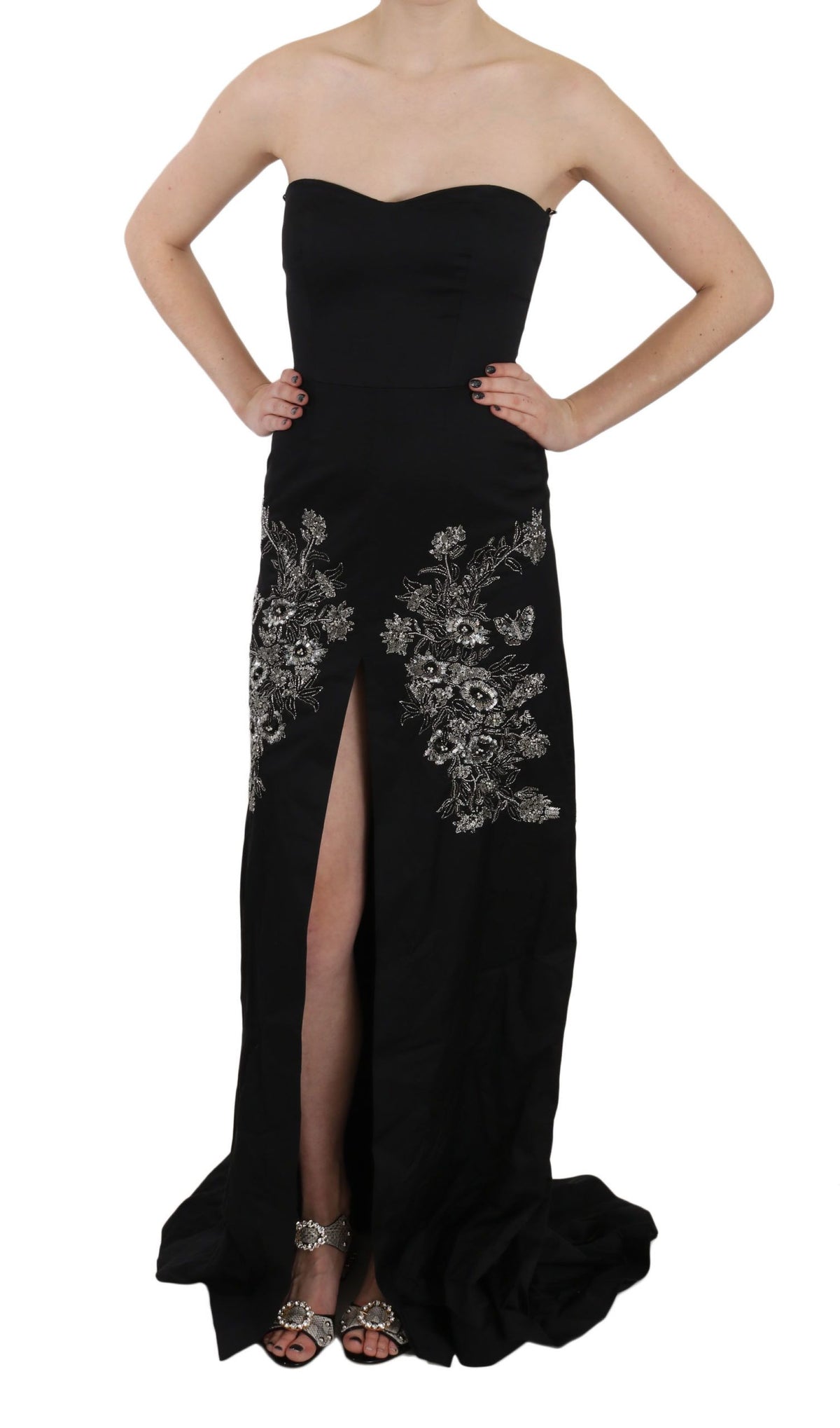 John Richmond Schwarz Pailletten Schlag-Ballkleid