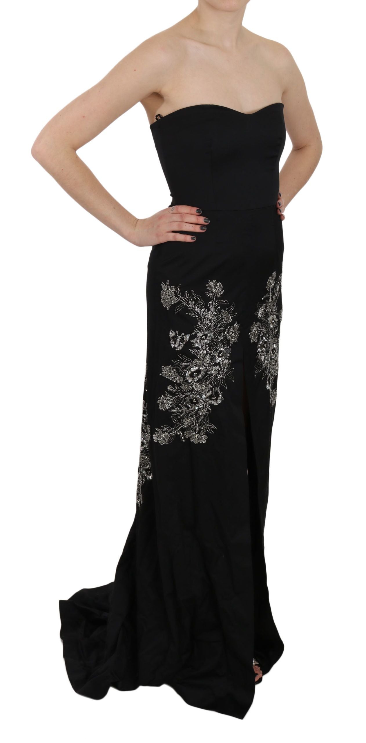 John Richmond Schwarz Pailletten Schlag-Ballkleid