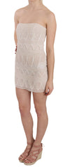 John Richmond Beiges Perlenbesticktes Kurzes Mini-Seidenkleid