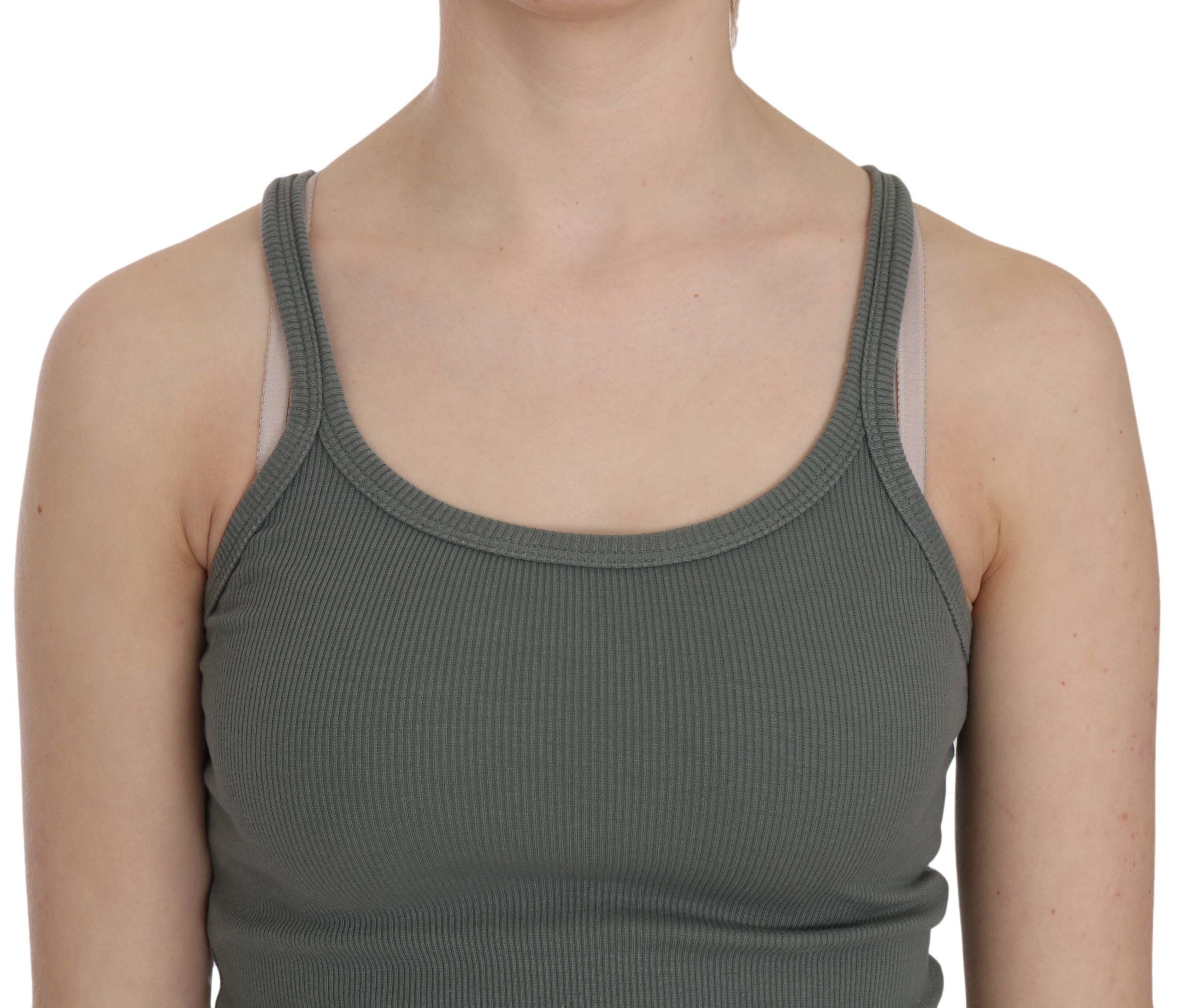 PINK MEMORIES Grünes ärmelloses Spaghettiträger Tanktop T-Shirt Bluse