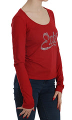Exte Red Crystal Embellished Long Sleeve Blouse