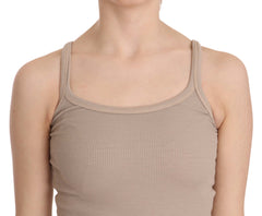 PINK MEMORIES Brown Sleeveless Spaghetti Strap Top Blouse