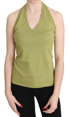 GF Ferre Grünes Neckholder-Baumwoll-Tanktop ärmellose Freizeitbluse