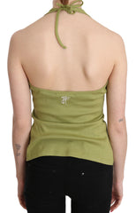 GF Ferre Grünes Neckholder-Baumwoll-Tanktop ärmellose Freizeitbluse
