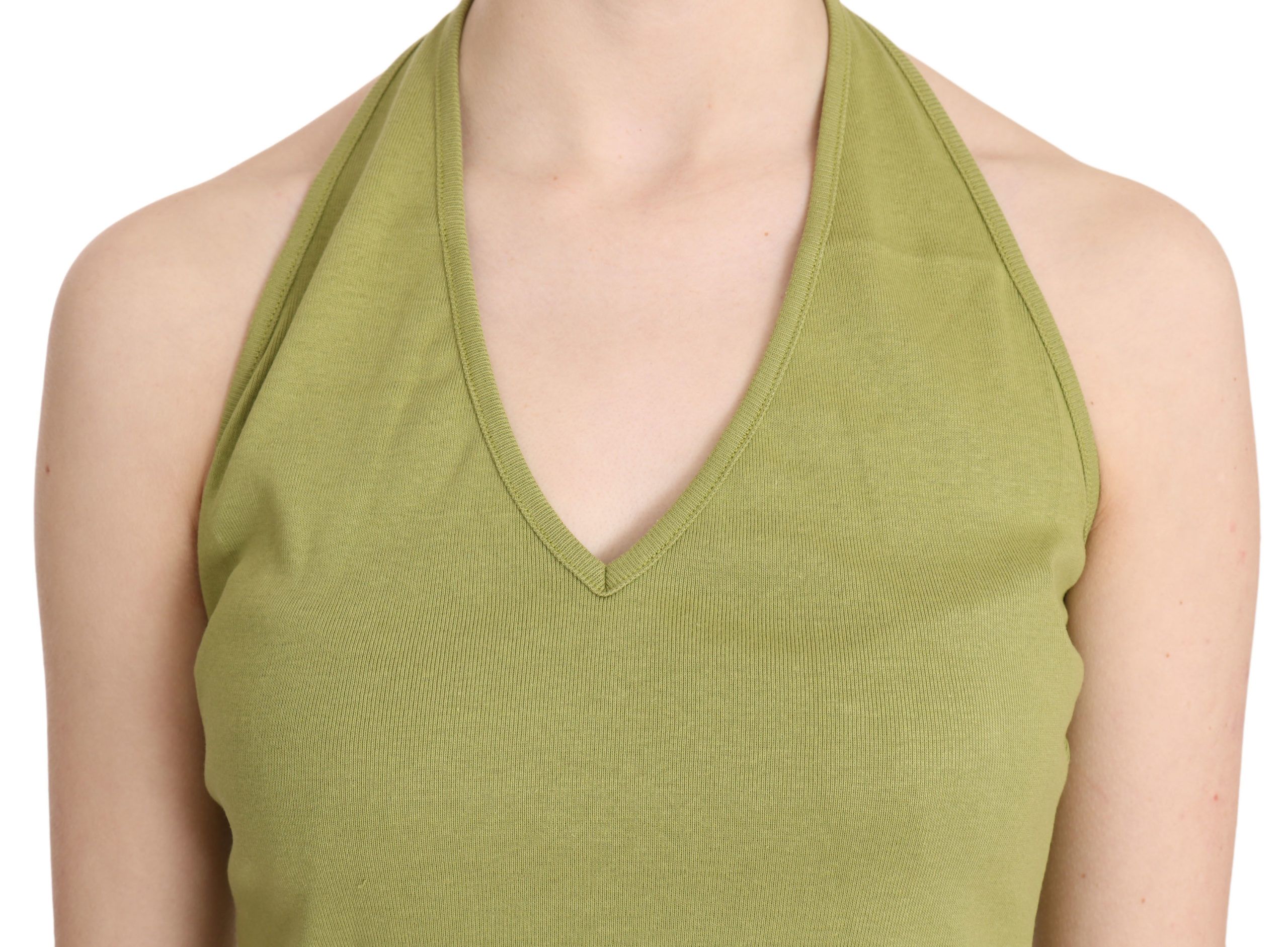GF Ferre Grünes Neckholder-Baumwoll-Tanktop ärmellose Freizeitbluse