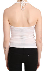 GF Ferre Weißes Neckholder Baumwoll-Tanktop ohne Ärmel Casual Bluse