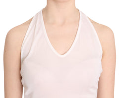 GF Ferre Weißes Neckholder Baumwoll-Tanktop ohne Ärmel Casual Bluse
