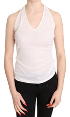 GF Ferre Weißes Neckholder Baumwoll-Tanktop ohne Ärmel Casual Bluse