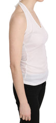 GF Ferre Weißes Neckholder Baumwoll-Tanktop ohne Ärmel Casual Bluse