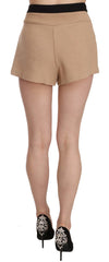 Costume National Shorts Beige Baumwolle Mid Waist Mini-Short