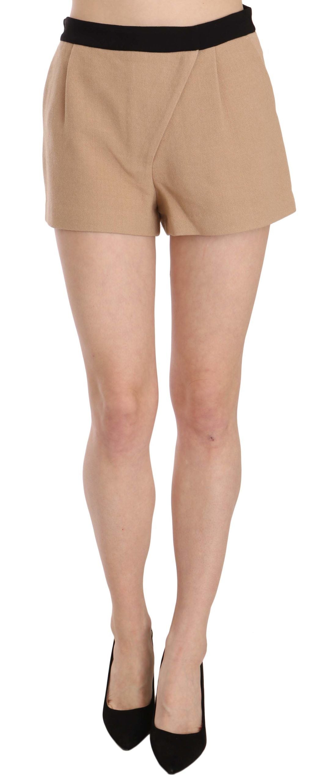 Costume National Shorts Beige Baumwolle Mid Waist Mini-Short