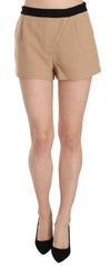 Costume National Shorts Beige Baumwolle Mid Waist Mini-Short